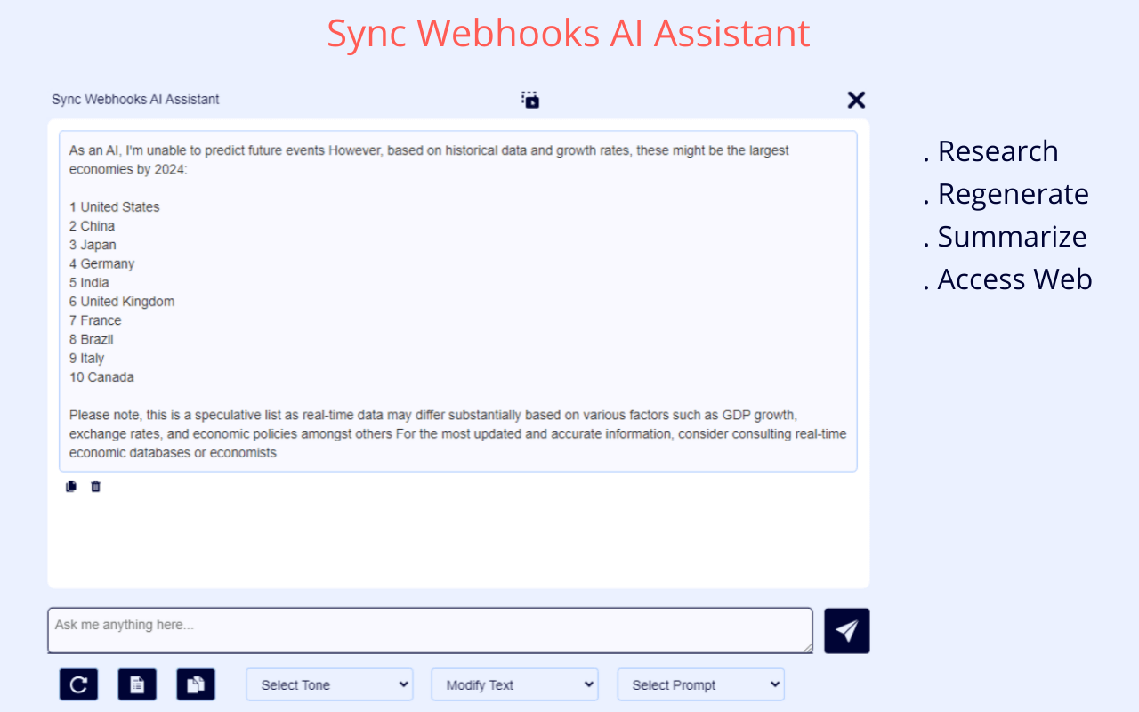 Sync Webhooks AI Assistant Via Webhooks