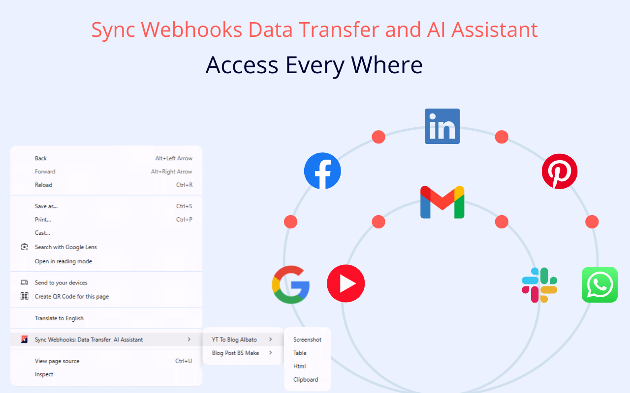 sync webhooks data transfer and AI assistant and AI agents access everywhere